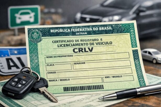 Imagem ilustrativa de um Certificado de Registro e Licenciamento de Veículo (CRLV).