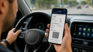 Motorista acessando o CRLV Digital pelo celular