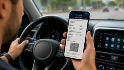 Motorista acessando o CRLV Digital pelo celular